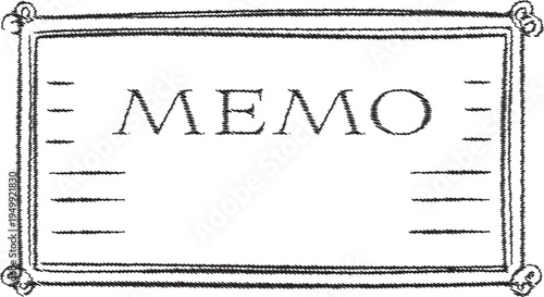 Ornamental memo card with decorative border and writing lines