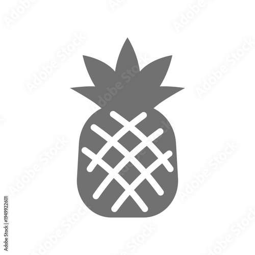 パイナップルのシンプルな白黒アイコン フラットな果物イラスト
