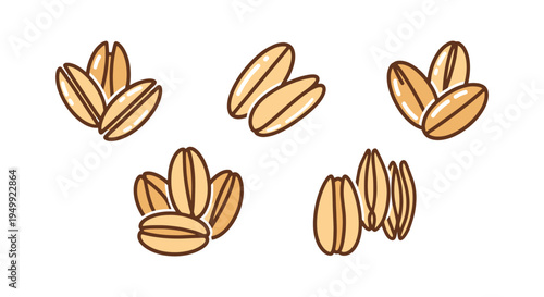 Oat Flakes Line art vector digital abstract colorful