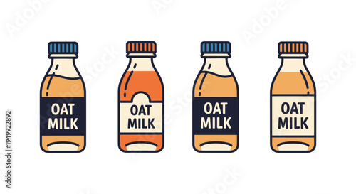 Oat Milk Bottle Line art creative modern fluid abstract illustration