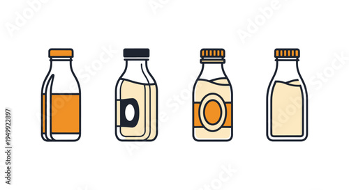 Oat Milk Bottle Line art dynamic vibrant abstract color vector