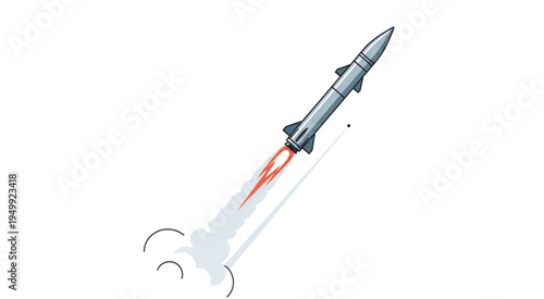 Illustration of a Missile Launching with Fire and Smoke.