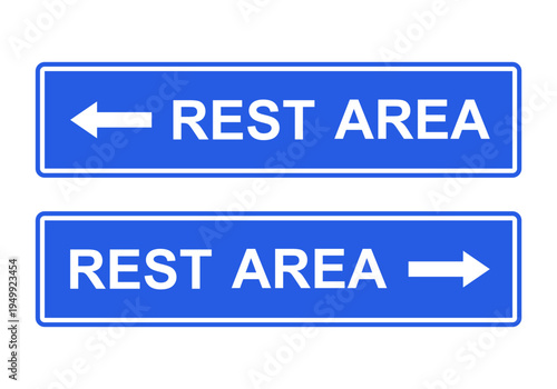 Informative Road Sign Set for Rest and Service Areas