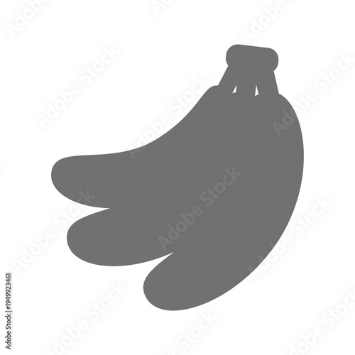 バナナ3本のシンプルな白黒アイコン フラットな果物イラスト