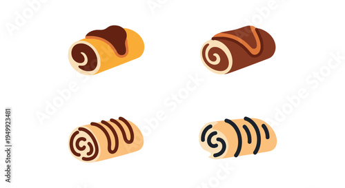 Omelet Roll Line art vector dynamic colorful abstract illustration