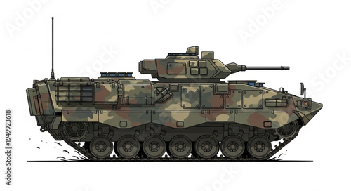 Camouflaged Bradley Fighting Vehicle - A Detailed Military Illustration.