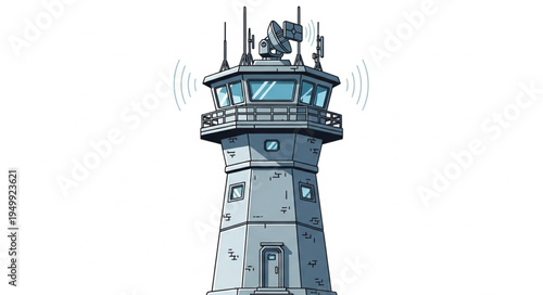 A cartoon illustration of a lighthouse tower.