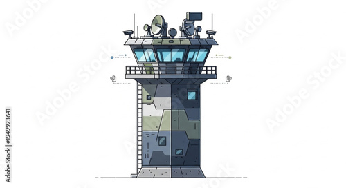 Detailed Illustration of a Control Tower Structure.