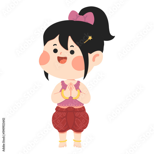 Thai Girl Greeting with Praying Hands