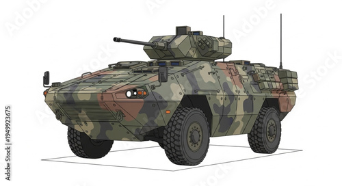 Camouflaged LAV-25 Light Armored Vehicle with Turret.