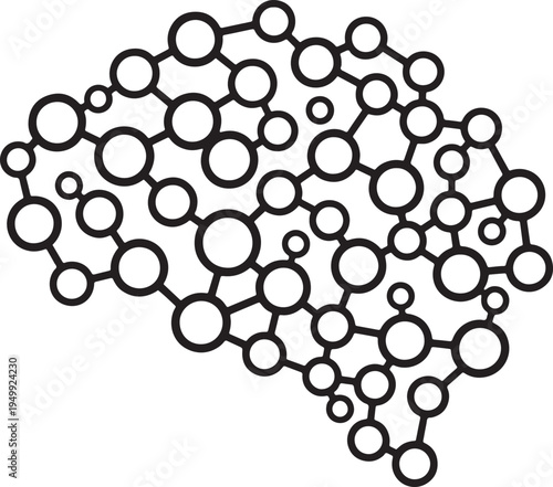 Black and white molecular structure model.
