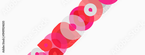 Abstract composition featuring overlapping pink circles. Gradient shades create depth, simple design, modern aesthetic. Clean background enhances visual impact.