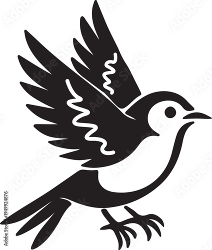 Black and White Flying Bird Illustration