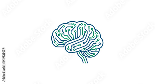 Brain Illustration with Circuitry Design.