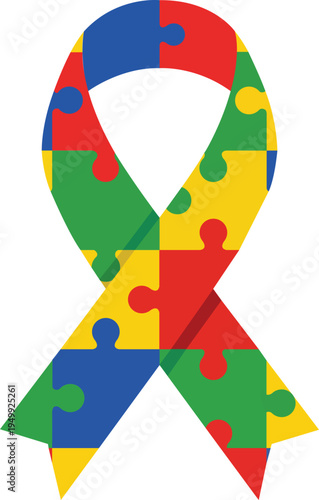 Neurodiversity Support Puzzle Ribbon Autism Awareness Design