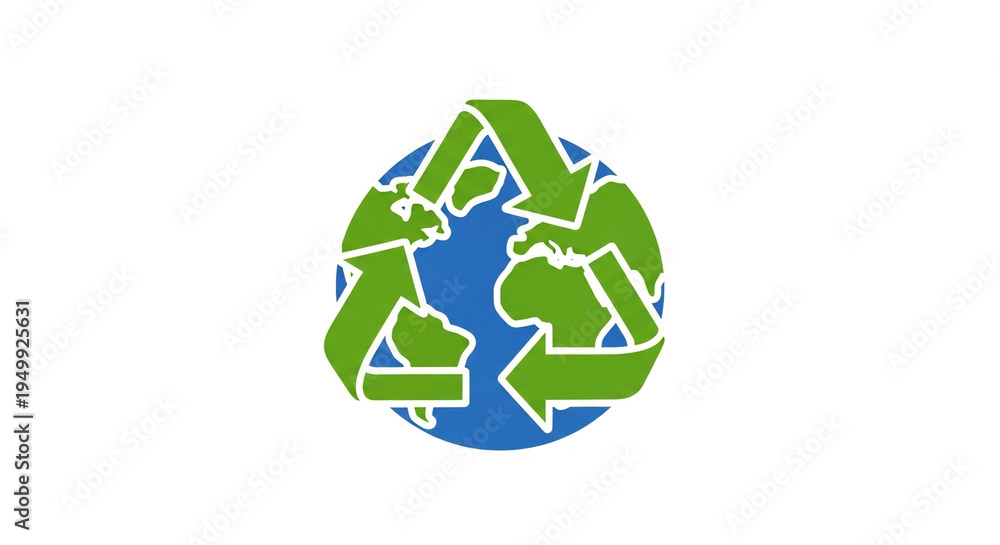 Obraz premium 3D recycling arrows around globe symbolizing eco-friendly sustainability and green living