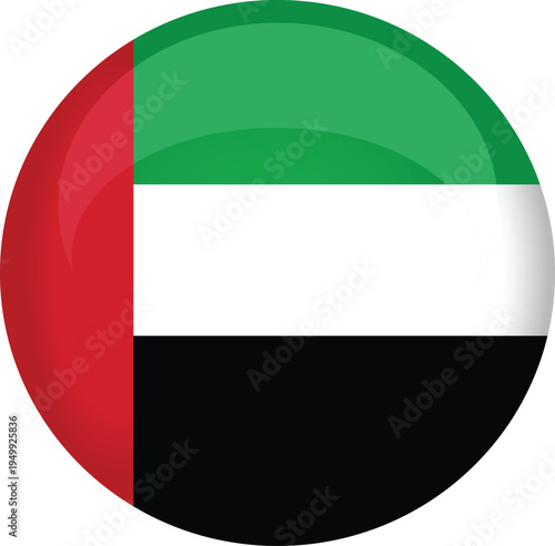 United Arab Emirates National Flag Round Badge Design