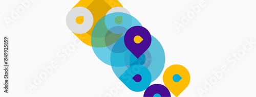 Abstract colorful circles overlap, creating dynamic visual composition. Bright hues suggest connection, data points, modern design.