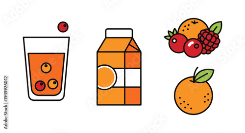 Orange Berry Juice Line art modern dynamic abstract color vector
