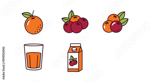 Orange Berry Juice Line art soft minimal abstract illustration