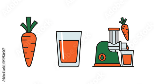 Orange Carrot Juice Line art colorful digital abstract vector