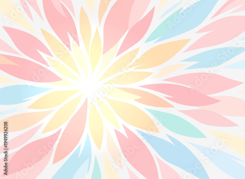 パステルカラーの花びら放射状フラワー抽象背景