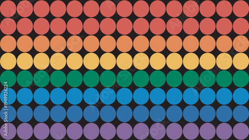 A vibrant rainbow-colored pattern of dots on a black background symbolizing diversity and inclusivity.