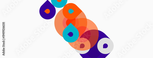 Abstract colorful circles overlap, creating dynamic visual composition. Shapes vary size, hue, offering modern aesthetic.