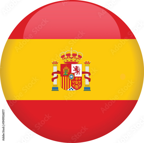 Spain Flag Round Badge Emblem Icon Design