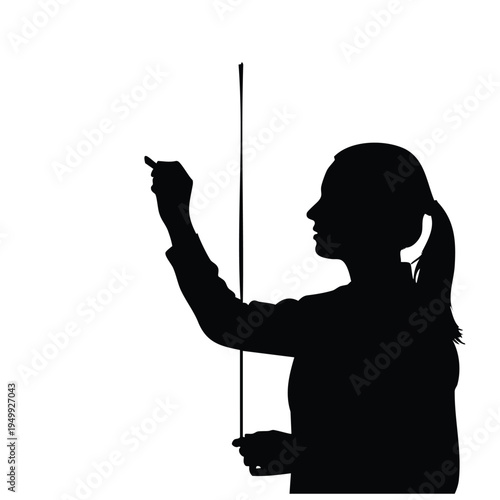 Professor silhouette lecturing in classroom environment with board