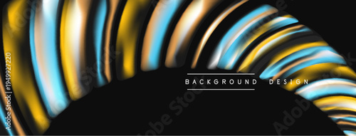 Abstract flowing lines, gold, blue hues create dynamic wave pattern. Modern design element for backgrounds, presentations.