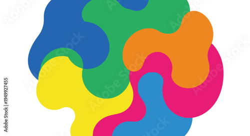 Colorful abstract vector graphic illustration with wavy shapes and bold vibrant colors
