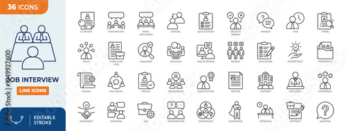 Job Interview icon set. Editable icon set. Vector illustration
