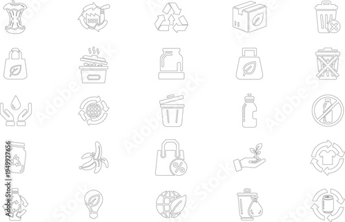 Environmental sustainability and recycling concept with eco waste reuse energy water protection and green lifestyle symbols