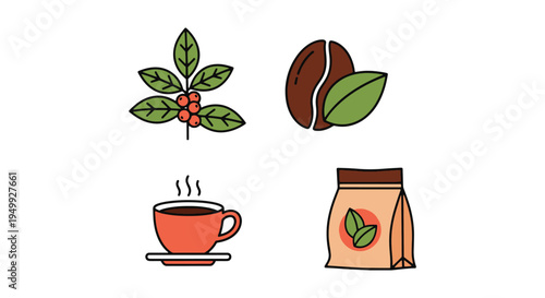 Organic Coffee Line art vector modern blended abstract color