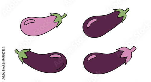 Organic Eggplant Line art modern vibrant abstract color illustration