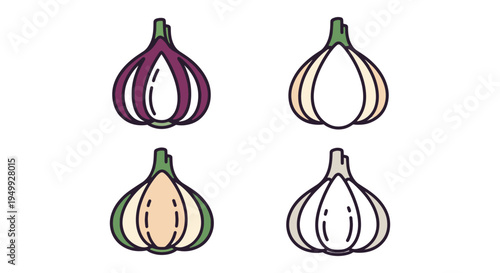 Organic Garlic Line art vector soft pastel abstract design