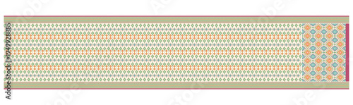 Geometric Textile Pattern with Striped and Diamond Motifs