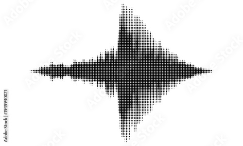 Vector retro grunge sound wave pattern. Audio equalizer halftone design with pulse effect