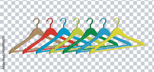 set of colorful paper clothes hangers with hooks flat design vector illustration