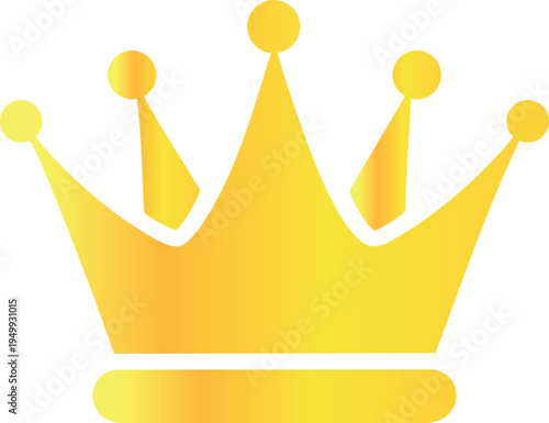 Royal Golden Crown Icon, Imperial Gold Tiara Graphic, Majestic King and Queen Headpiece Illustration, Stylized Vector Crown with Gold Gradient.