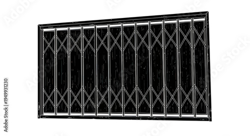 Collapsible Security Gate, Black Metal Expanding Grille for Protection