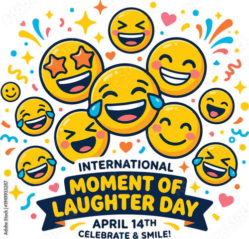 Group of laughing emojis celebrating International Moment of Laughter Day