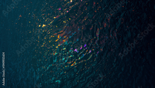 Aerial view of crude oil spill in the blue ocean water