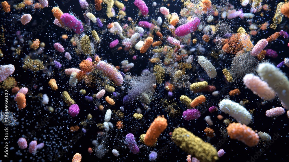 Fototapeta premium Diverse Microbial Life Representing Various Bacteria in High Fidelity