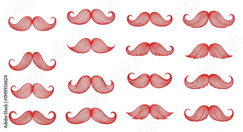 Red Vintage Mustache Pattern - Retro Style Facial Hair Graphic