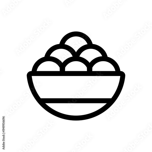 Minimalist Bowl of Delicious Meatballs Icon. Bakso Outline Icon
