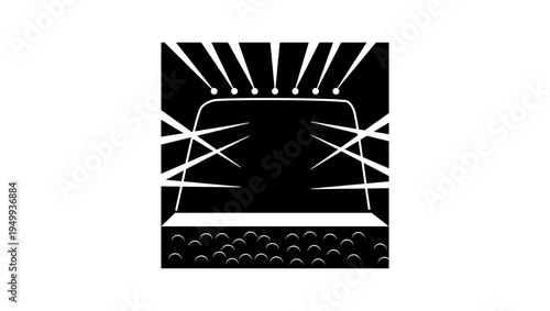 concert scene with lights effects, black isolated silhouette