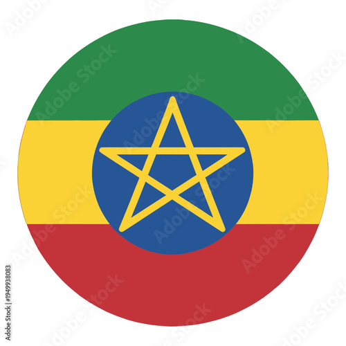Ethiopian Flag Circular Vector Icon