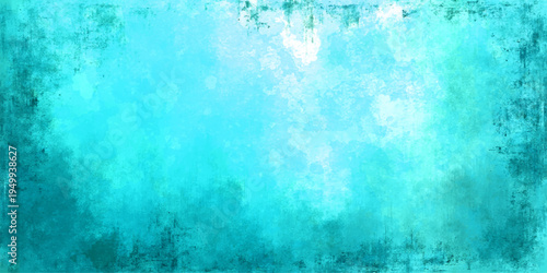 Vector Abstract cyan art that evokes ethereal ocean hues with a touch of distressed, painted texture, inviting a sense of serenity
